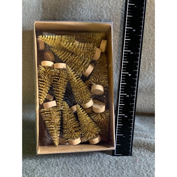 24 Gold & Silver Bottle Brush Tree 2" tall Christmas Decor Boxed Creative Co-op - Picture 4 of 4